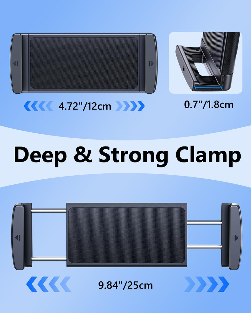 Tablet Holder Clamp Mount Replacement with 17mm Ball Joint Socket | Clip Holder for 4.7"-12.9" Tablet/iPad/Switch/iPhone, Ball Hole Compatible with Diameter of 0.669 inch / 17mm Ball Head