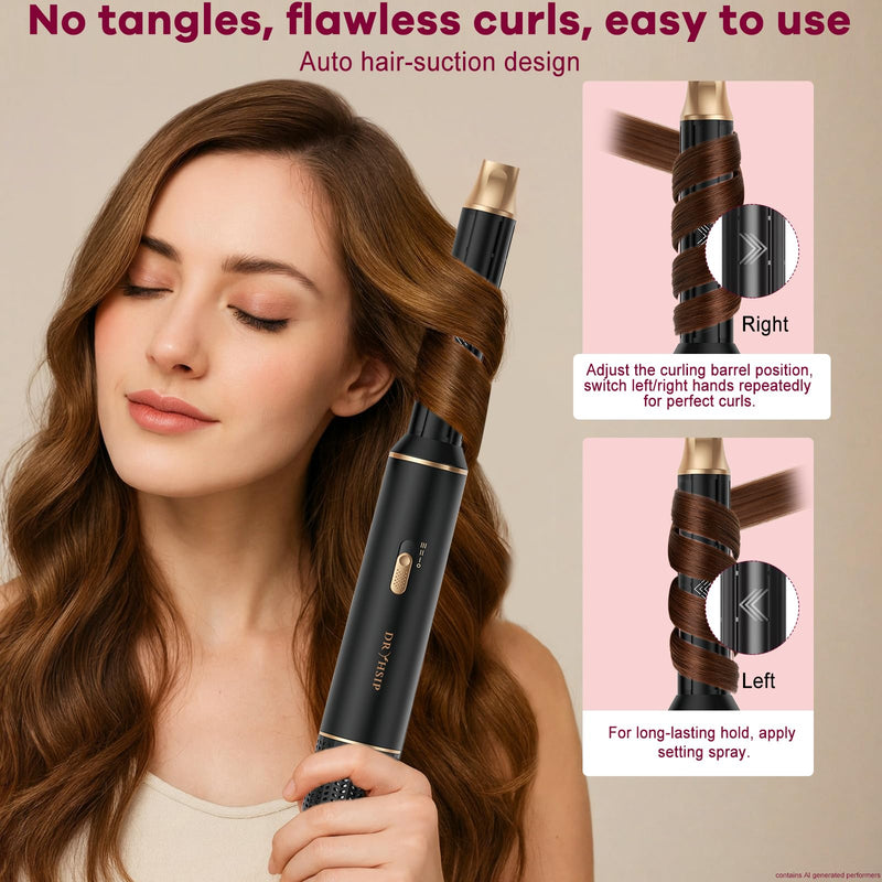 Dryhsip 5 in 1 Hot Air Styler, Multifunctional Hair Dryer Brush, Detachable Styling Tools with Curler, Straightener, Volumizer, Portable Lightweight Hairdryer for All Hair Types (Ink) Ink