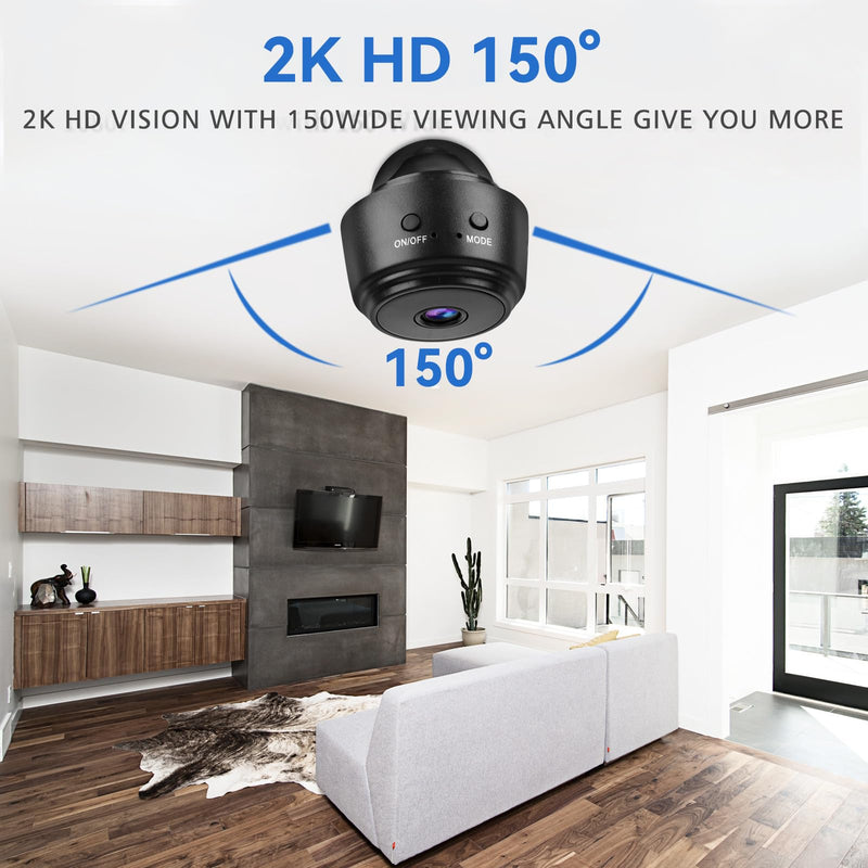 2K Mini WiFi Camera - Indoor Security Camera with Video Live Feed, Motion Detection Night Vision, No SD Card Included, Baby/Pet Monitor A9 (A9)