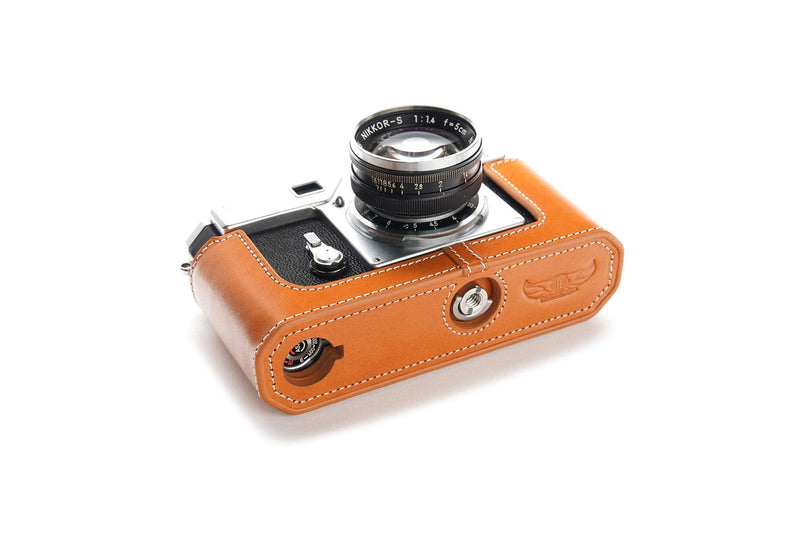 S3 Film Camera Case, Handmade Genuine Real Leather Half Camera Case Bag Cover for Nikon S3 Film Camera With Hand Strap (Yellow) Yellow