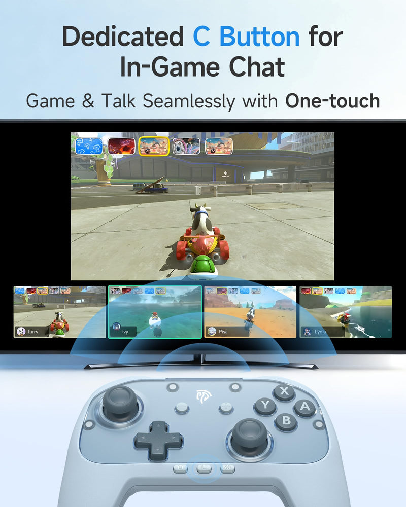 EasySMX S10C Switch 2 Pro Controller with Instant Wake-Up, Hall Effect Joysticks, HD Rumble, Motion Control, 2 Back Buttons, Turbo, C Buttons, for Switch 2/Switch/PC/iOS/Android Blue