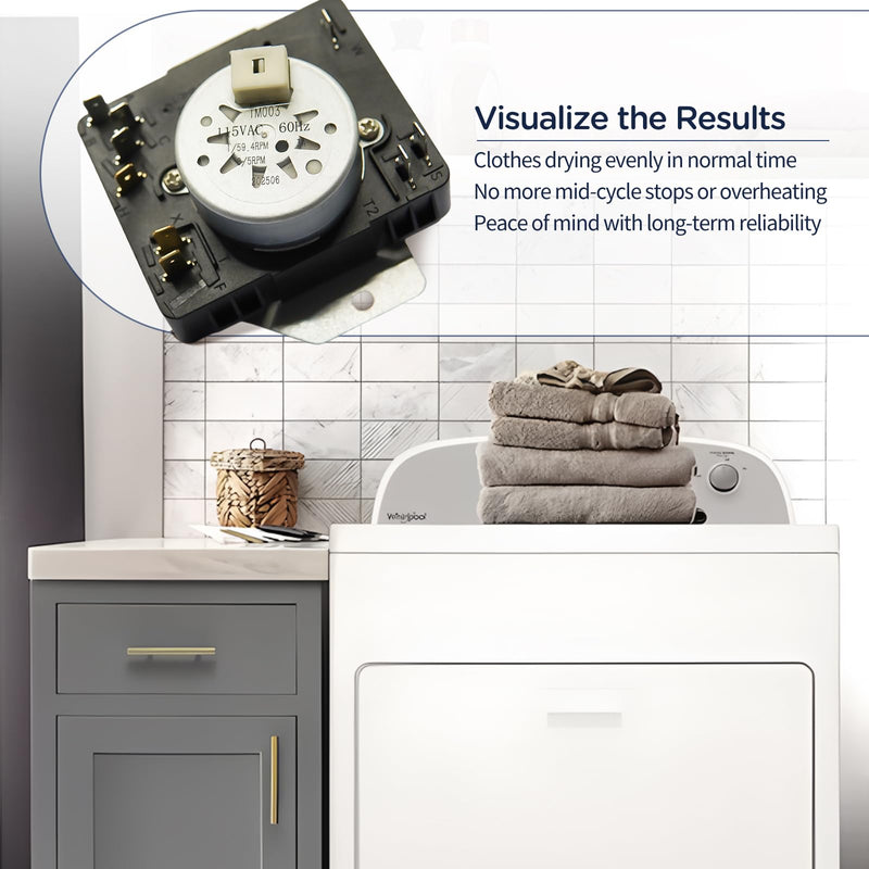 W10642932 W11409801 Dryer Timer Compatible with whirlpool Dryer WETLV27FW0 Kenmore Maytag YMET3800XW2 MET3800XW2 YMET3800XW2, 115V, 60Hz, 1/59.4 RPM Replacement part 4958835 AP6977241 PS12741754 W10642932