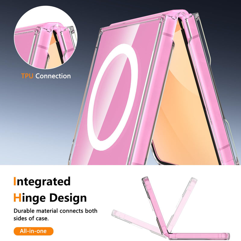Hensinple for Samsung Galaxy Z Flip 8 Case,Magnetic Z Flip 7 Case with Built-in Screen Protector,Anti Yellowing Shockproof Rugged Slim Phone Cover for Samsung Galaxy Z Flip 7/8,Crystal Clear Samsung Z Flip 7/8-Clear Samsung Z Flip 7 / Z Flip 8