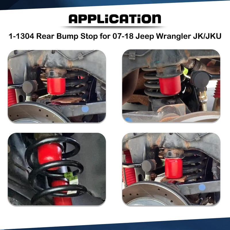 1-1304 Rear Bump Stops for 2007-2018 Jeep Wrangler JK/JKU (2 Pack)