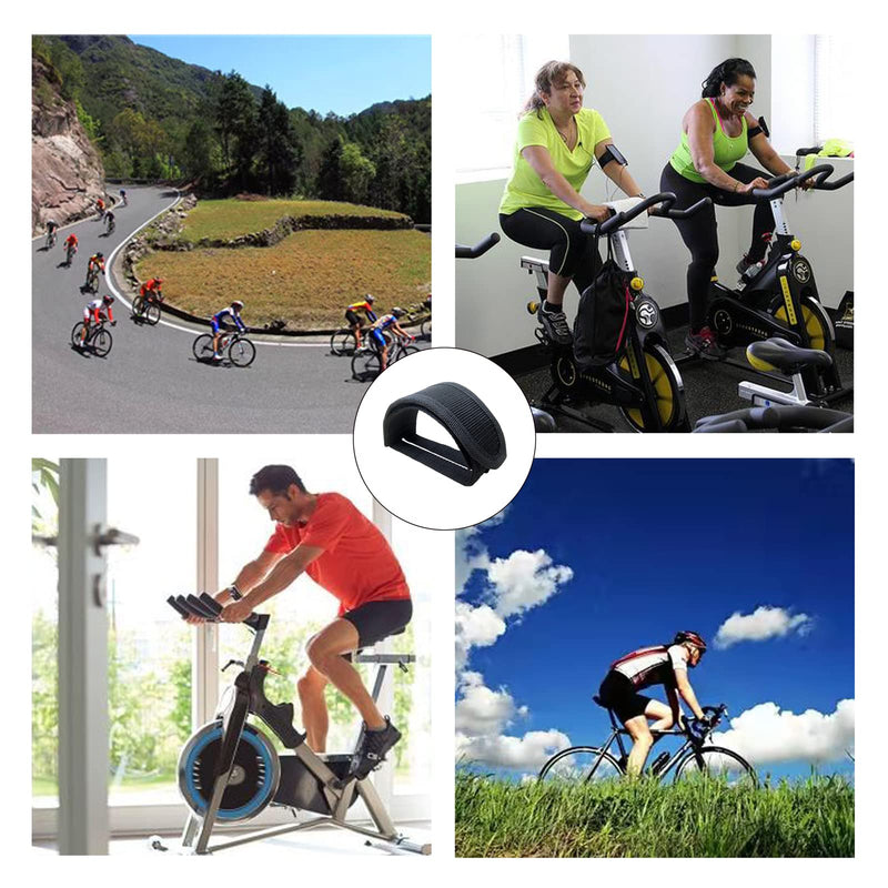 Medsuo 1 Pair Bike Pedal Strap Toe Clips Straps Tape Adjustable Anti-Slip Double Adhesive Bicycle Feet Straps - Black