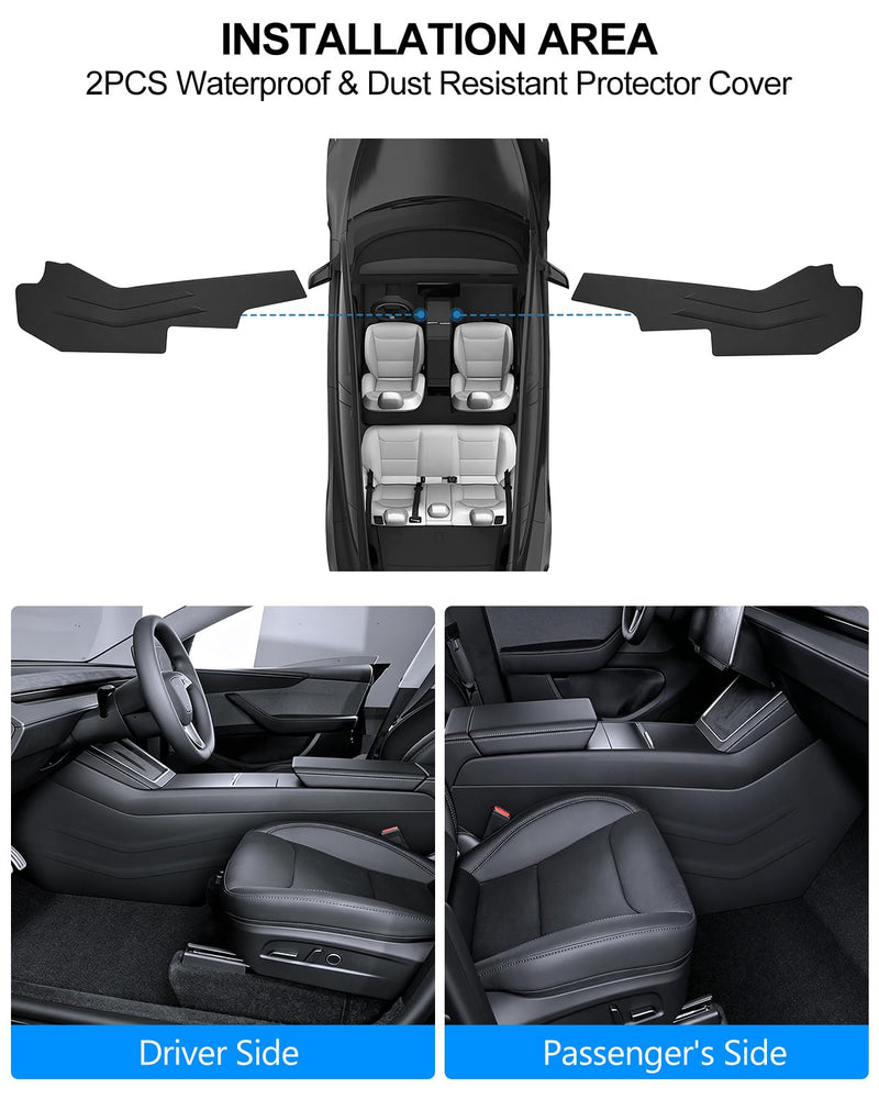 Front Seat Side Anti-Kick Mat for Tesla Model Y Juniper 2025 2026, Center Console Side Anti-Dirty Mats for Tesla, Waterproof & Dust Resistant Protector Cover Model Y Interior Accessories