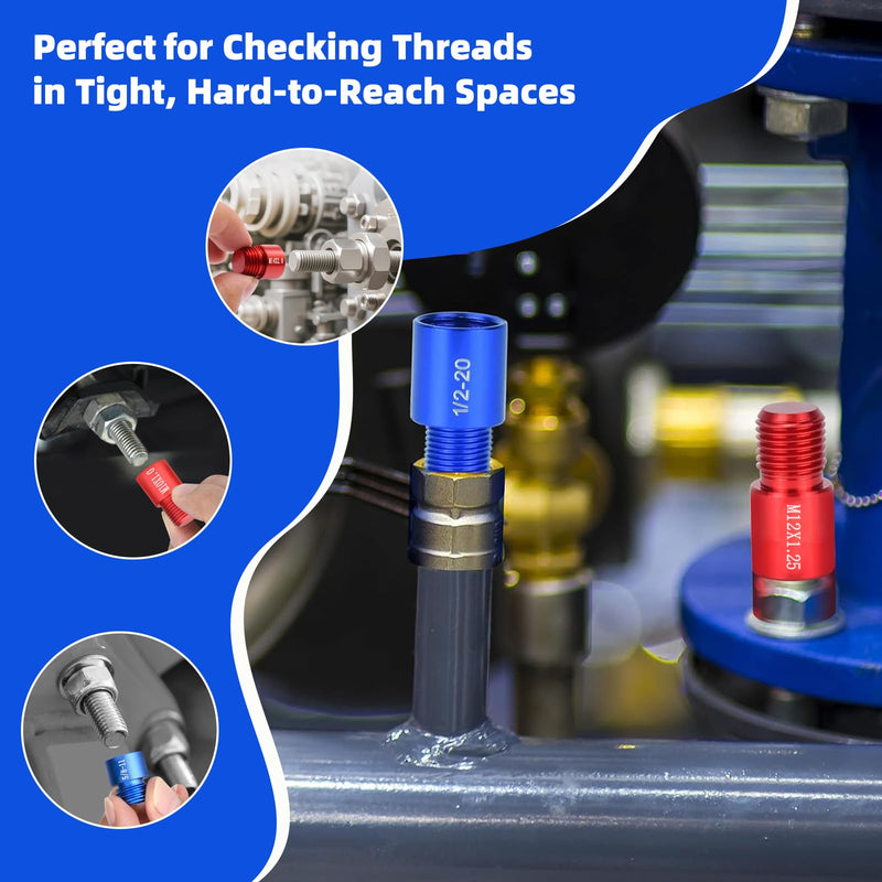 Nut and Bolt Thread Checker Set, 55 Pcs Thread Checker Tool (25 Metric & 30 SAE), Bolt Thread Gauge & Size Finder, Bolt and Nut Identifier with Storage Case for Mechanics Garage