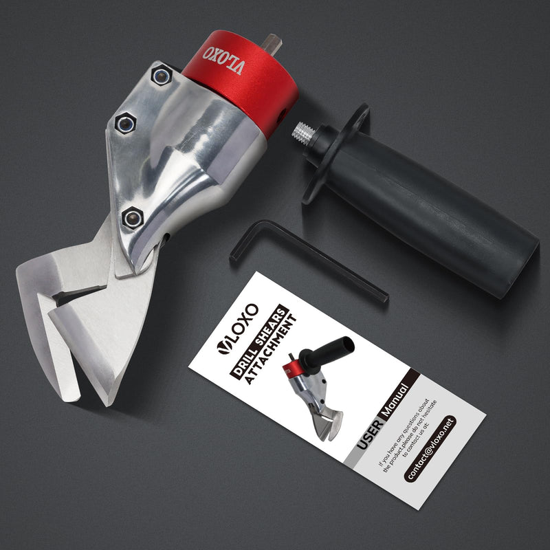 VLOXO Sheet Metal Cutter Drill Attachment Compatible with Multiple Models of Electric Drill, Heavy Metal Cutter for Cutting Iron and Aluminum The Drill Shear Attachment with 360 Degree Pivoting Handle