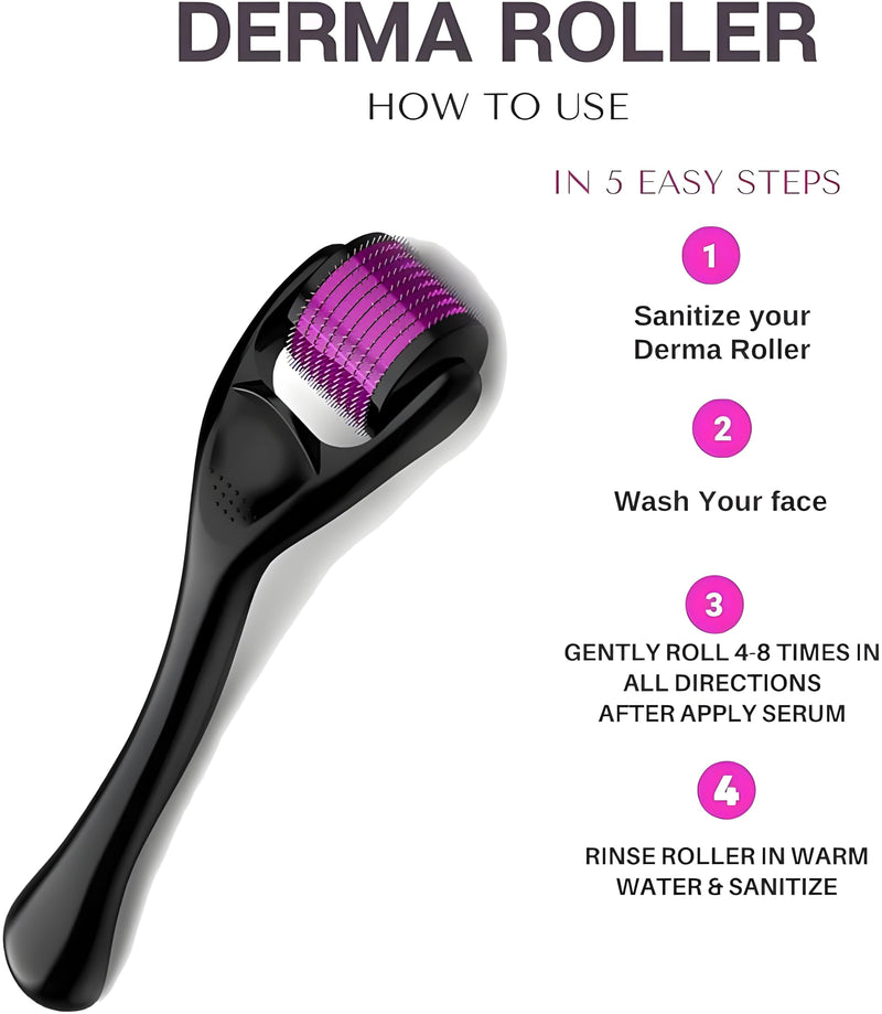 Derma Roller Hair Growth Men and Women, 540 Titanium Micro Needling roller for Hair growth, Beard roller for Skin Care and Beard Growth,Universal Roller (0.25mm)