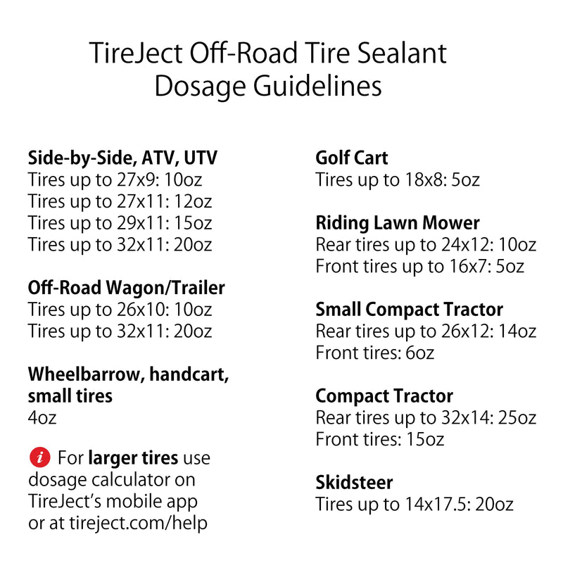 TireJect Off-Road Tire Sealant Kit - 5-in-1 Sealing - Fix and Prevent Flat Tires (10oz) 10oz
