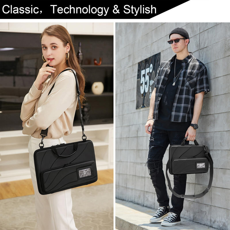 BUG 14.2-15.6 Inch Laptop Case Hard Shell, Protective Laptop Carrying Case with Stand for Heat Dissipation Black 14.1-15.6 inch