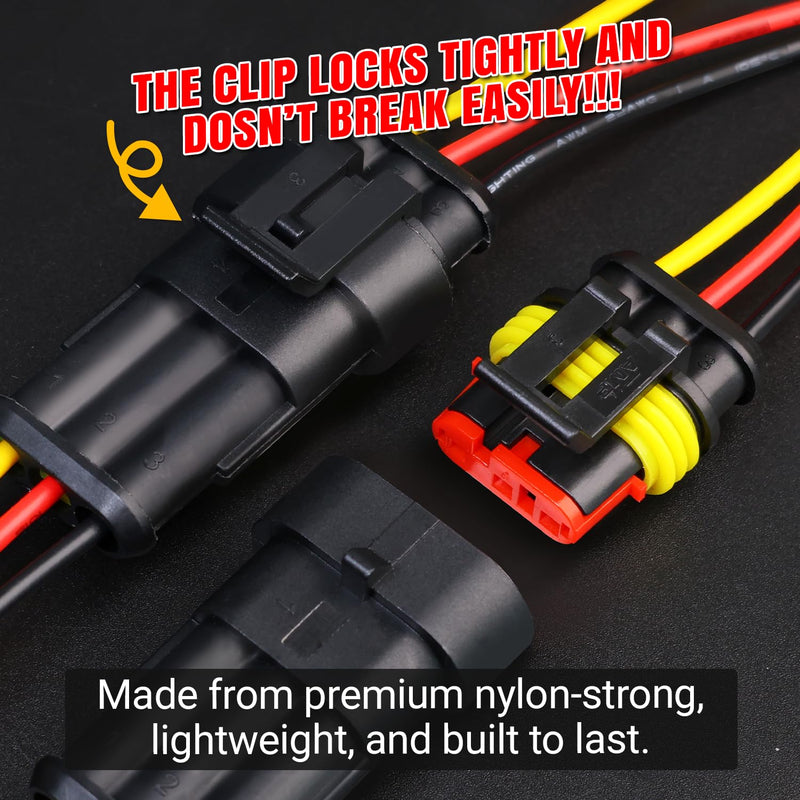 TMH 1/2/3/4/5/6 Pin Wire Connector 22 AWG Waterproof Electrical Male and Female, 10 cm. Wire Connectors 1-6 Way with Heat Shrink Tubing for Car Truck Boat Wire Connection (40PCS) 1/2/3/4/5/6 Pin - 40PCS