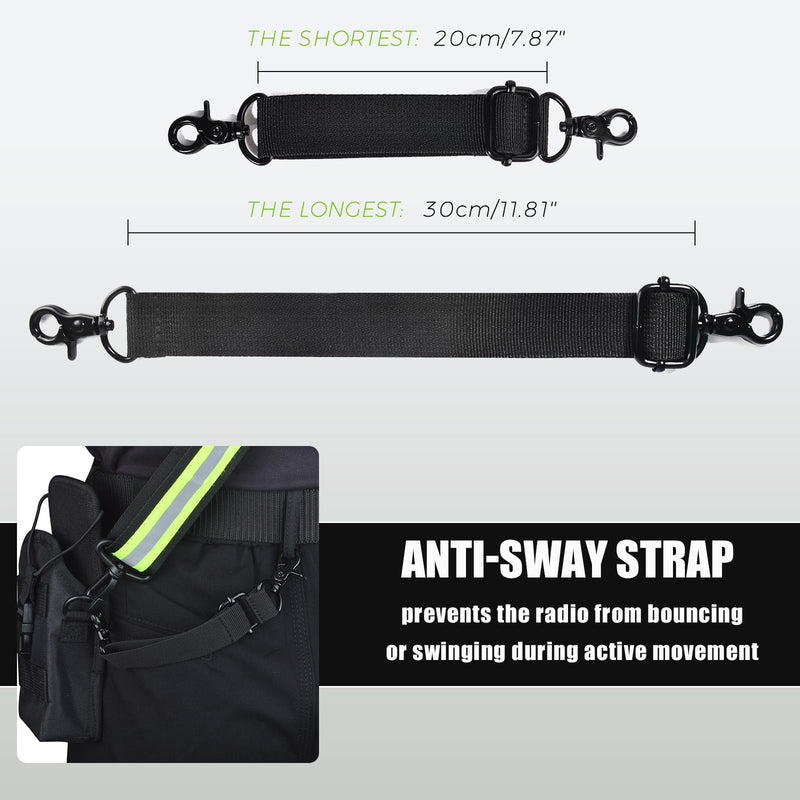 TWAYRDIO Radio Strap, Large MOLLE Walkie Talkie Holster&Anti-Sway Strap Kit | High Visibility Reflective Adjustable Radio Shoulder Strap Harness, Two-Way Radio Molle Case Holder for Motorola Baofeng HT
