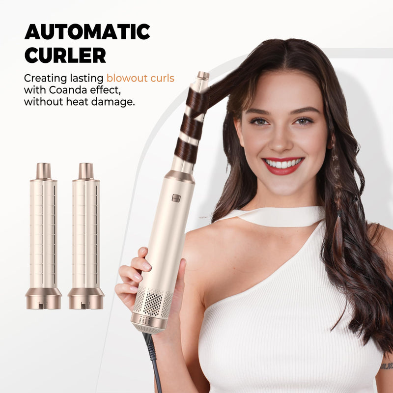 OKWRAP Airbrush 5 in 1 Hair Styler Airstyler Multi-Blow Dryer Brush | Airbrush 5 in 1 Multi-Blow Dryer Brush Set with Curl, Straighten, Wavy, Smooth, Magic Styler for All Hair Types and Lengths Orange
