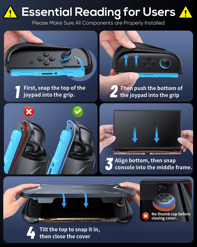 FASTSNAIL Switch 2 Dockable Case Cover for Nintendo 2 2025 & PC Front Cover | TPU Switch 2 Protective Case, Military Protection, Split Design, Non-Slip Ergonomic Grips for Joycon 2, 12 Game Slots, Orange Switch 2 Cover with Front Case
