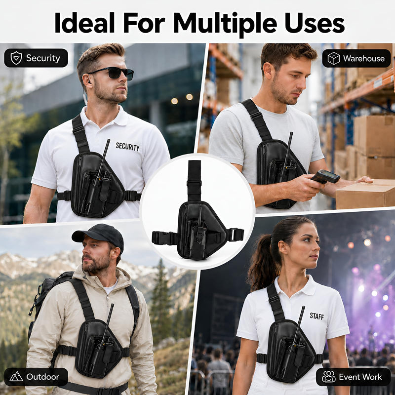 Radio Chest Harness Rig Shoulder Walkie Talkie Holder Holster Front Chest Pack Radio Pouch Bag for Motorola Kenwood Baofeng Retevis Two Way Radios