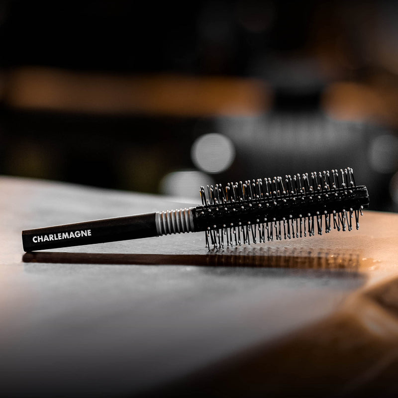 Charlemagne Round Hair Brush for Men - Blow Drying Roller Brush | Tames Frizz & Shapes Curls or Waves - Adds Volume During Styling, Salon-Quality Finish