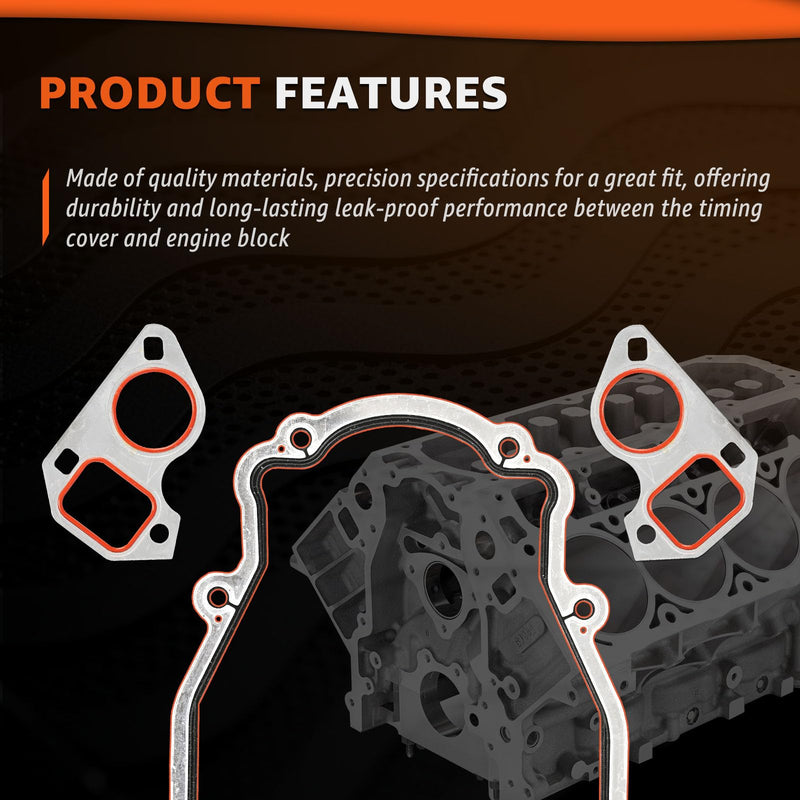 LS Timing Cover Gasket Set & Water Pump Gaskets Fits 4.8 5.3 5.7 6.0 6.2L LS Gen III IV V Engine - LS1 LS6 LS2 LS3 LQ4 LQ9 LR4 LM7 L59 L76 L77 LY6 L96 Replace# TCS45993 TCS10448 12633904