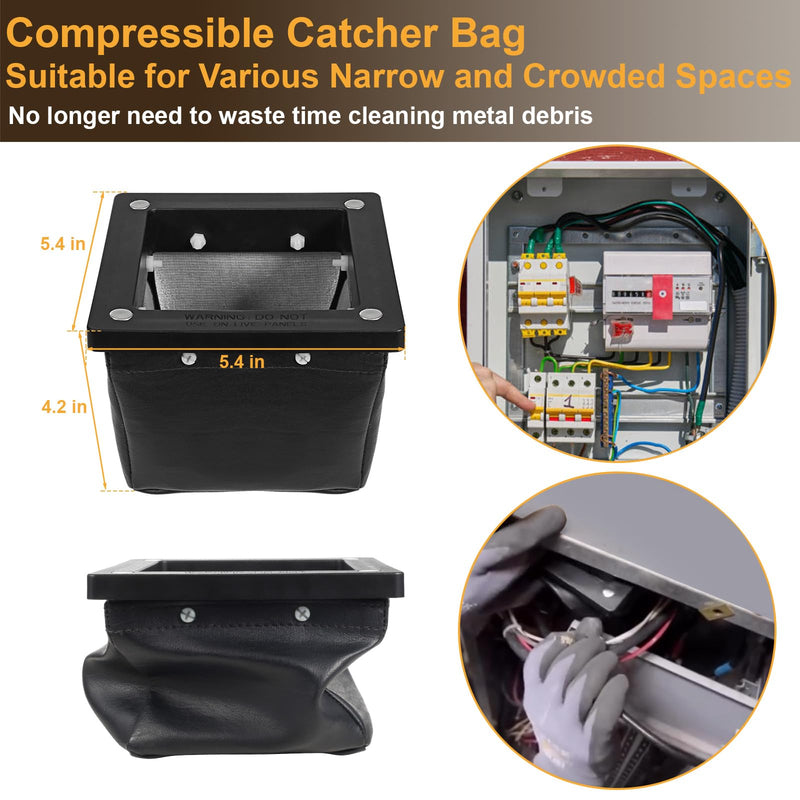 Magnetic Metal Shaving Catcher Dirt Bag, Strong Magnetic Drill Shaving Catcher, Electrical Safety Drill Catcher Dirt Bag for Metal Shavings on Electrical Panels