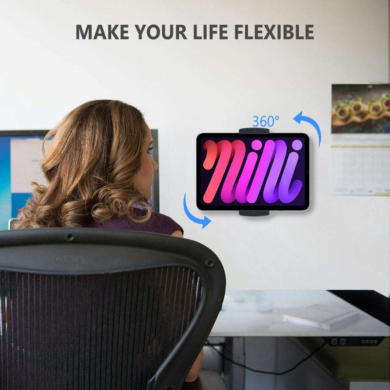 Tablet Wall Mount, Aluminum iPad Wall Mount Holder, 360° Rotation Adjustable Wall Mount Compatible with iPad Pro/Mini, Galaxy Tab, Surface Pro, Kindle, All 4.7-12.9" Tablets and Phones