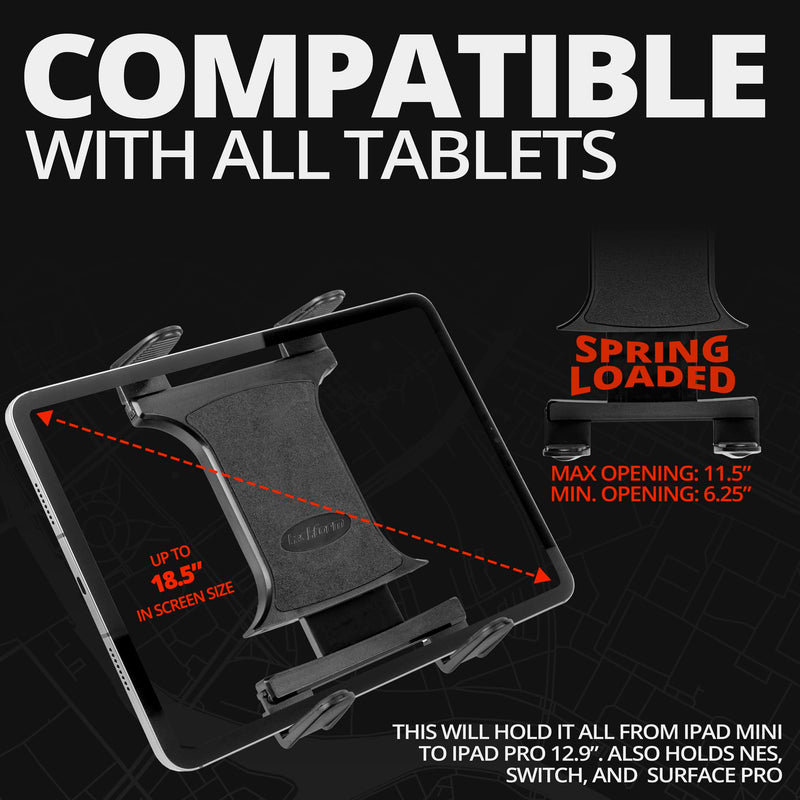 Tackform Industrial Metal Drill Base Tablet Mount [Enduro Series] - iPad Holder for Wall or Truck. ELD Mount | Compatible with iPad Mini, IPad Pro 12.9, Galaxy S, Surface Pro & Switch
