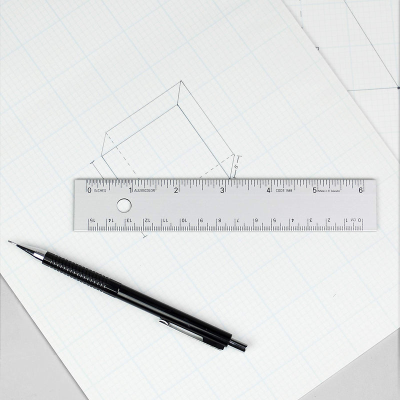 Alumicolor Aluminum Standard Straight Edge with Non-Slip Back, 48IN, Silver 48 Inch