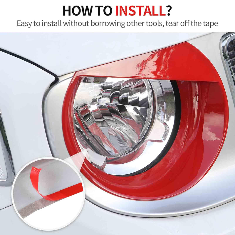RT-TCZ for Renegade Front Light Cover Trim, Headlight Angry Eyes Bezels for Jeep Renegade 2016 2017 2018 Red Exterior Accessories 2pcs