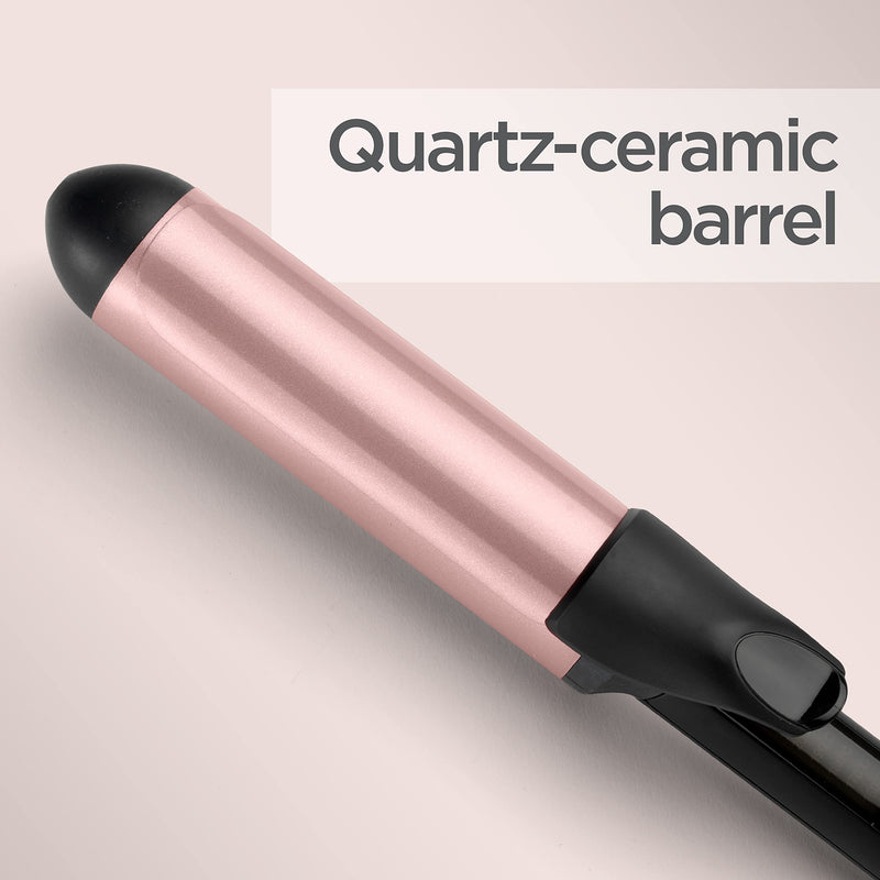 Babyliss Rose-Quartz 38mm Curling Tong - Natural Waves & Big Curls, Pink | Curling Iron For Large Curls, Quartz-Ceramic, Long Barrel, 6 Heat Settings, Fast Heat-Up, Auto Shut Off, Heat Mat, 2453U Pink - 38mm Tong