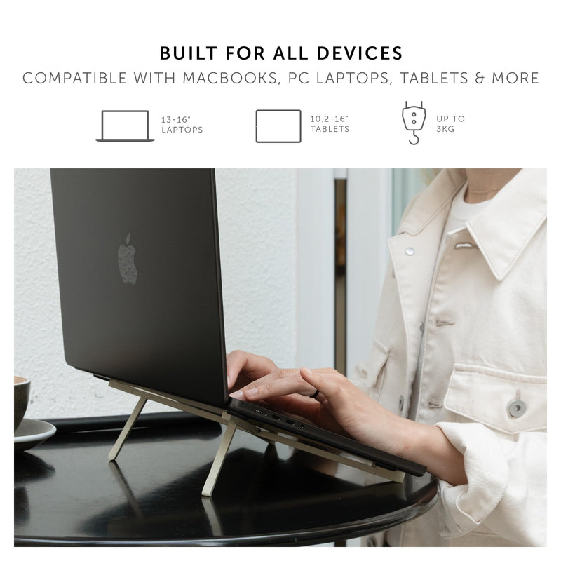 Native Union Fold Laptop Stand – Ultra-Slim Foldable & Portable Laptop Stand – Ergonomic & Optimized Viewing Angle – for 13 to 16 Inch MacBooks & Laptops, 10 to 16 Inch iPads & Tablets (Sandstone) SandStone