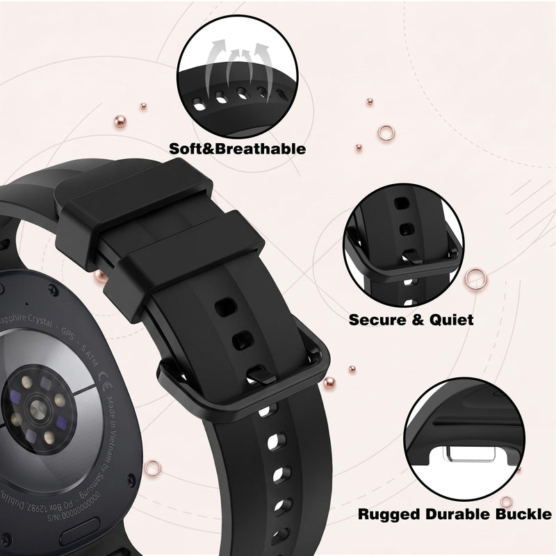 Bands Compatible with Samsung Galaxy Watch 9 40mm 44mm | No Gap Silicone Sport Bands Strap for Galaxy Watch 9 8 40mm 44mm galaxy watch 8 classic bands Black M/L