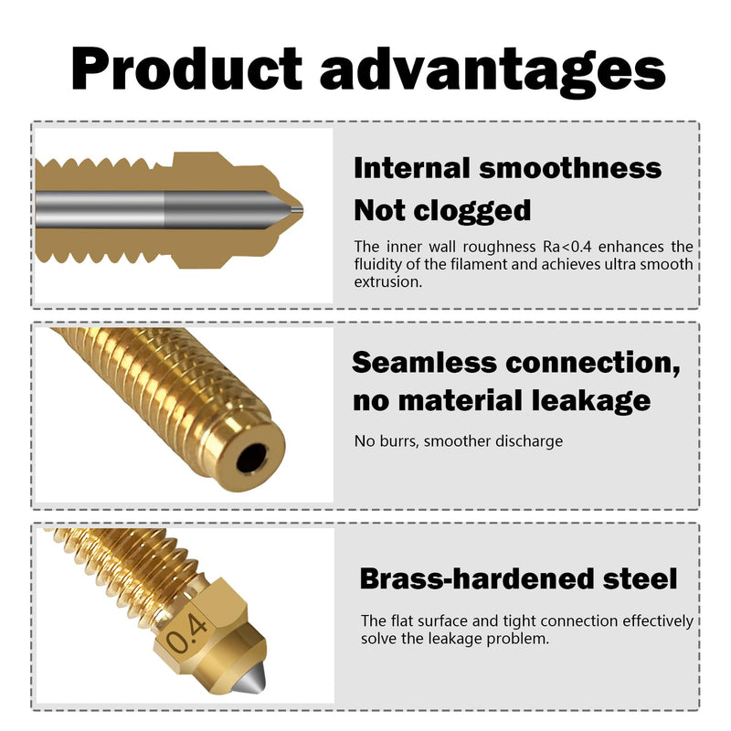 2PK 0.4MM CC2 Hotend for Centauri Carbon 2/CC2 Ceramic Hot End Upgrade Extruder Hotend Print Head Replacement with Extra 0.2MM 0.4MM 0.6MM Brass-Hardened Nozzle for Elegoo CC 2 Accessories 2PK 0.4MM CC2 Hotend