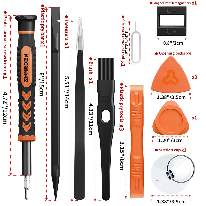 SHARDEN 58 in 1 Small Precision Screwdriver Set Magnetic Mini Screwdriver Set with Case Professional Electronic Tools Kit for iPhone, MacBook, Computer, Laptop, PC, RC, PS4, Xbox, Eyeglasses, Watch Orange
