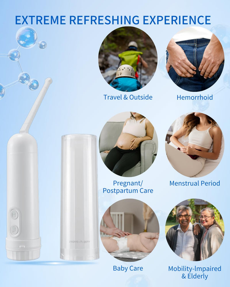 Portable Bidet for Travel Bidet Sprayer 2 Pressure Options, Waterproof, 180° Adjustable Nozzle Handheld Bidet for Postpartum Care Women Men Baby Cleaning
