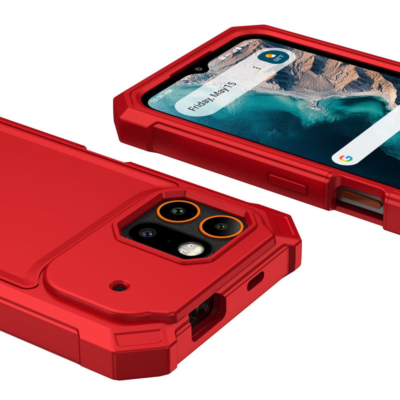 Phone Case for ATT TREK with Screen Protector Full Body Protection | ATT Trek SN515AR Phone Case Front Silicone Bumper Hard Plastic Back Shockproof Rugged Corner Military Grade Design Red