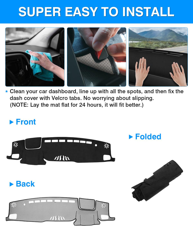 Autorder Dashboard Cover Mat for Toyota Highlander 2020 2021 2022 2023 2024 2025 Accessories Dash Cover Flannel Dash Mat Sunshade Glare UV Rays Protector(Compatible with or Without Display) 2020-2025 Highlander