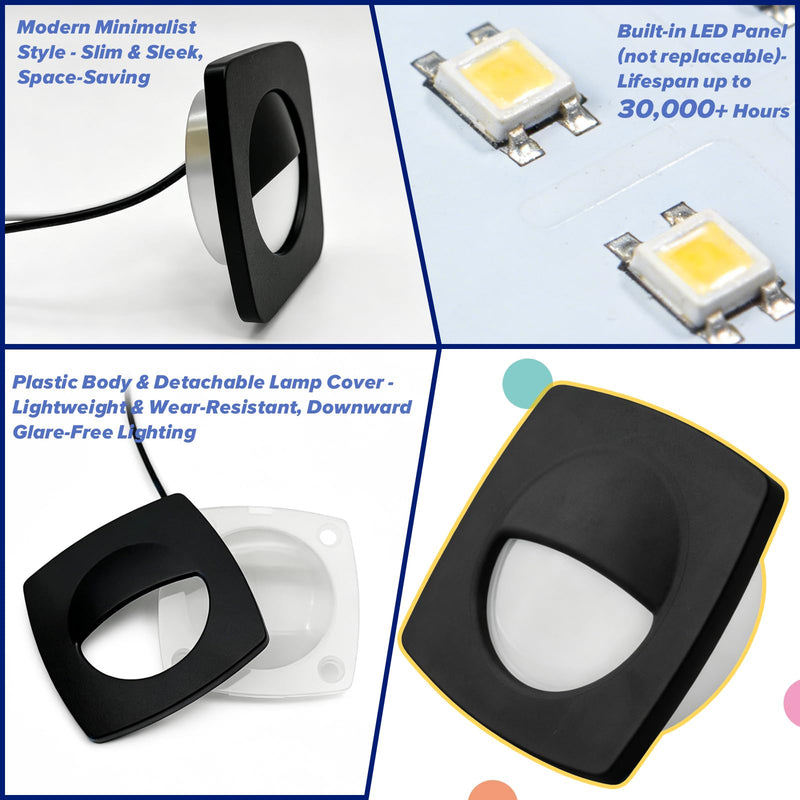 Boat Courtesy Lights Boat Deck Lights LED Waterproof 2 1/4 Inch 12v Black Courtesy Light for RV Trailer Camper Marine Sailboat Recessed Stair Light 0.2W 15LM 6500K White Companion Way Lighting, 6-Pack Cold White Light