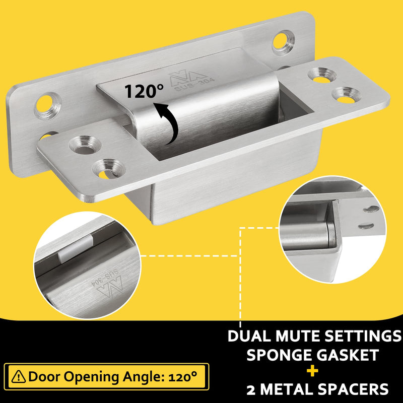 Hidden Door Hinge 4 Inch 2pack 304 Stainless Steel Hidden Door Hinges Heavy Duty Invisible Hinge 3mm Thicknesse Hidden Hinges for Doors 4 x 1 x 0.12inch 4inch