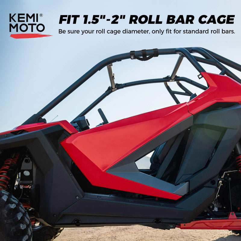 KEMIMOTO Roll Bar Grab Handles for UTV, ATV & SXS - Black Breathable Paracord Enhanced Hand Grips, 2Pack, Fits 1.5" to 2" Roll Bars, Compatible with Polaris RZR, Can-Am X3, Honda Talon, Kawasaki Teryx
