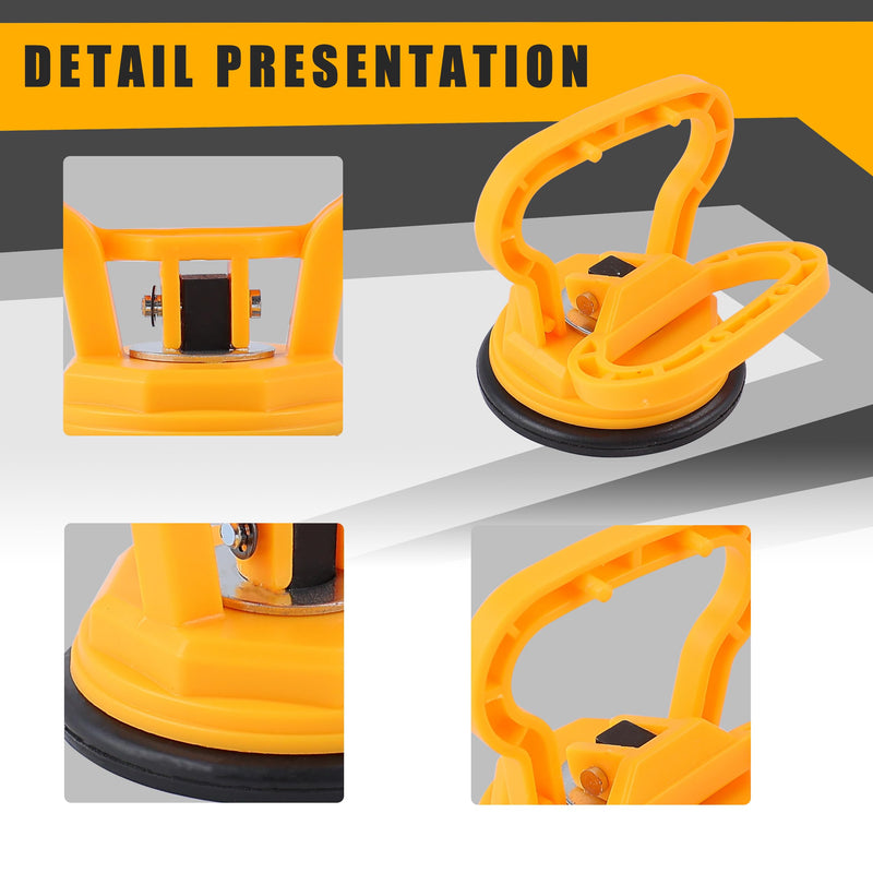 Amooca Glass Suction Cup Lifter Heavy Duty Tile Marble Suction Cup Vacuum Lifter with Handle for Granite Lifting & Window Replacement 40 lbs Load Capacity (2 Pack Yellow Small) Yellow-Small