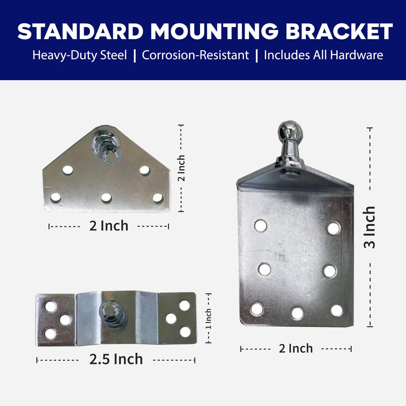 Hatchlift Mounting Brackets - Adjustable Shock Mount Kit with Ball Studs, Nyloc Nuts, Zinc-Coated Steel for RVs, Marine, Truck Toppers, Cabinets, Gas Struts, Automotive Use - 10mm, Standard