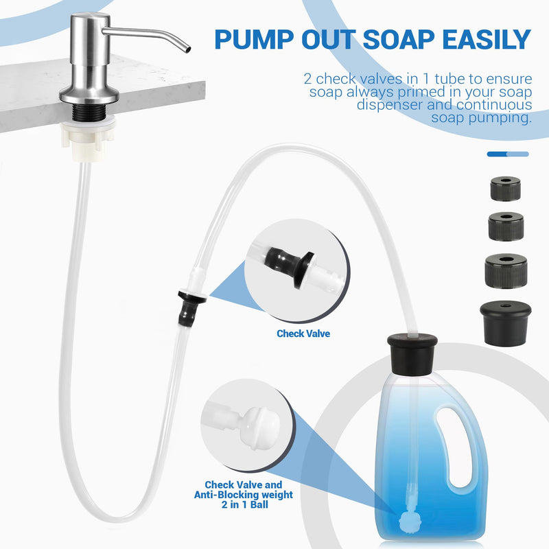 Yofidra Sink Soap Dispenser Extension Kit: Under Sink Dish Soap Dispenser with 47" Tube for Countertop Kitchen Sink Accessories, Sink Hose with Check Valve for Prevent Backflow 2PCS White 2 47" (Pack of 2)
