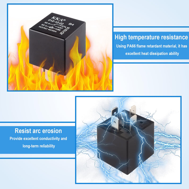 4 PCS Relays, 5 Pin Relay, 40A Waterproof Car Relays, 12V Relay Switch for Electric Cooling Fans, Motor Starters, Automotive Taillights