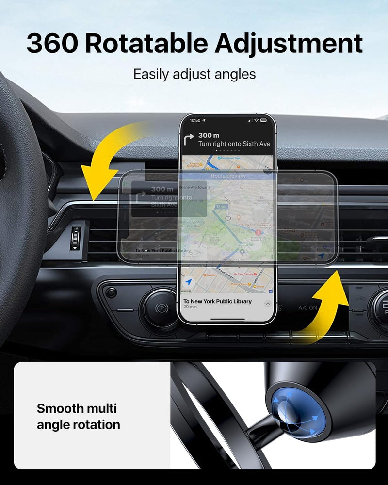 andobil for MagSafe Car Mount Vent, 20xN55 Strongest Magnet ＆ All Metal | Upgraded Metal Clip, Compact Magnetic Phone Holder, 1s Install, 360 Rotatable, Fits 99% Vent, for iPhone 17 - 12 Pro Max Mini