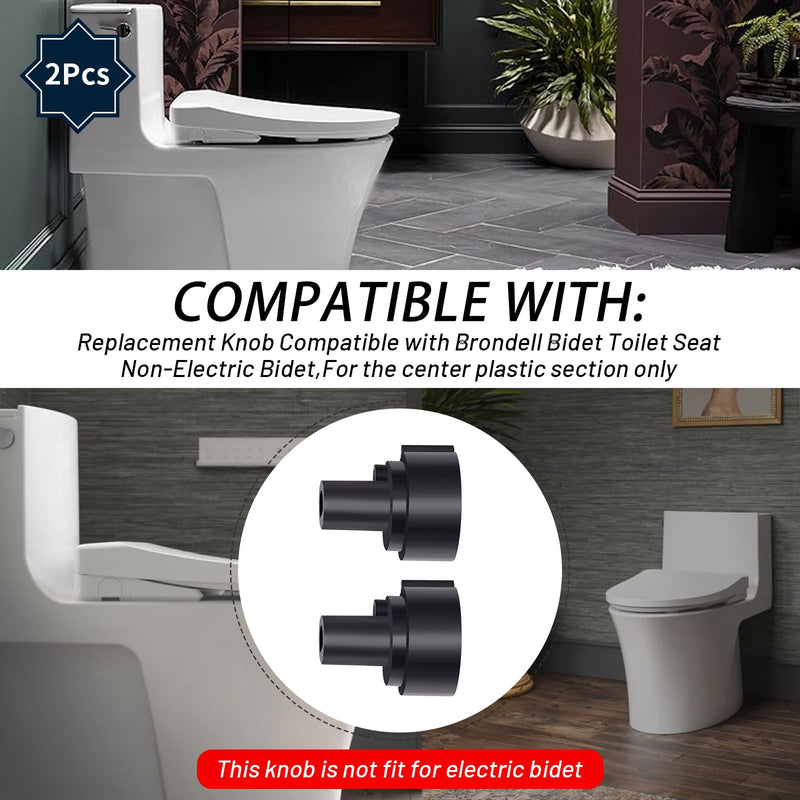 Replacement Knob(2Pcs) Compatible with Brondell Bidet Toilet Seat Non-Electric Bidet(For the center plastic section only) - Black (2) 2