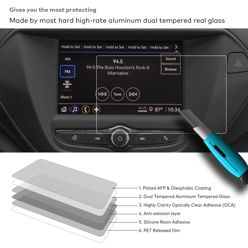 Tempered Glass Screen Protector for 2021/2022/2023 Chevrolet Chevy Trailblazer L/LS/LT/ACTIV/RS 7-Inch Touchscreen (HD Clear) (2021-2023) 7" - HD Clear