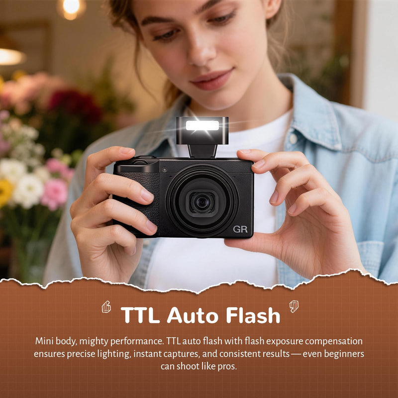 ZENIKO ZT08 R Mini Flash for Ricoh,Built-in Battery,740 Full Power Flashes,Mini On-Camera TTL Flash Speedlite ZT08-R for Ricoh(Black)