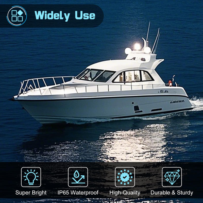 UCINNOVATE 4Pcs 3.15”Round LED Marine Light with sliver housing, Navigation Boat Lights, LEDs Boat Interior Light, Deck Courtesy Lighting IP65 Waterproof, LED Marine Stern Lights, 12-24V (White) 4PCS-3.15INCH White (Silver housing)
