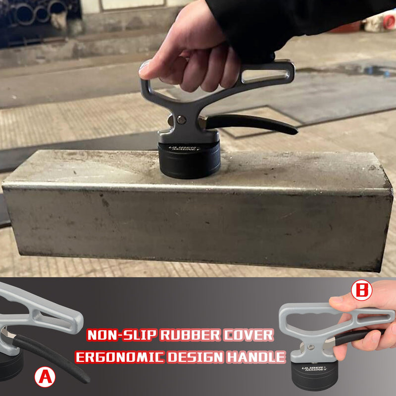 ULIBERMAGNET Heavy Duty Strong Magnetic Pickup Tool,Magnetic Lifting with Quick Release,Portable Material Collector with Ergonomic Handle for Iron Plate,Tool Steel,Laser Cutting 1PACK Magnetic Pickup Tool for Heavy Duty Plate