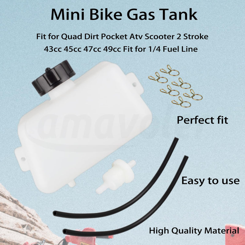 Mini Bike Gas Fuel Petrol Tank Gas Tank Aftermarket Parts Fit for 2 Stroke 43cc 45cc 47cc 49cc Quad ATV Mini Moto Kids Dirt Pit Bike Pocket Scooter.