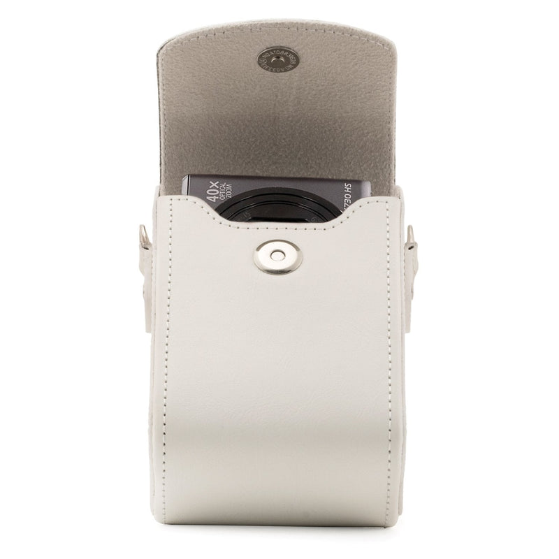 MegaGear MG1559 Leather Camera Case with Strap Compatible with Sony Cyber-Shot DSC-RX100 VI, DSC-RX100 V, DSC-RX100 IV - White